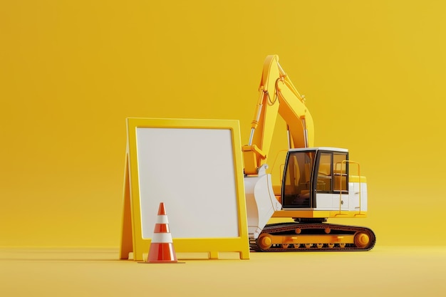 Photo a yellow construction vehicle with a sign on top of it