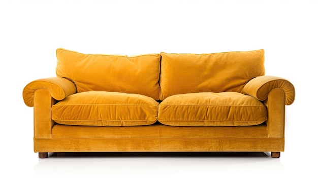 a yellow couch with a yellow cushion on it