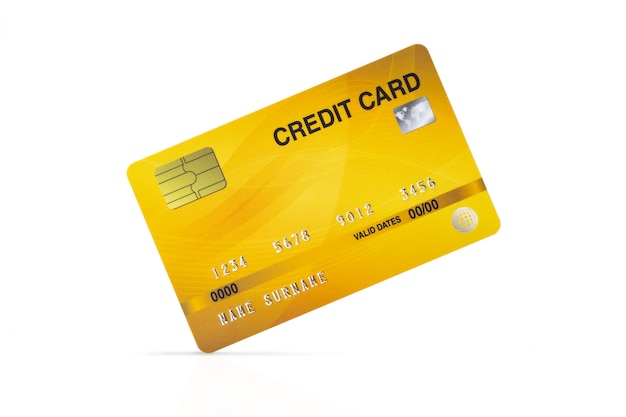 Yellow Credit Card isolated on white with clipping path