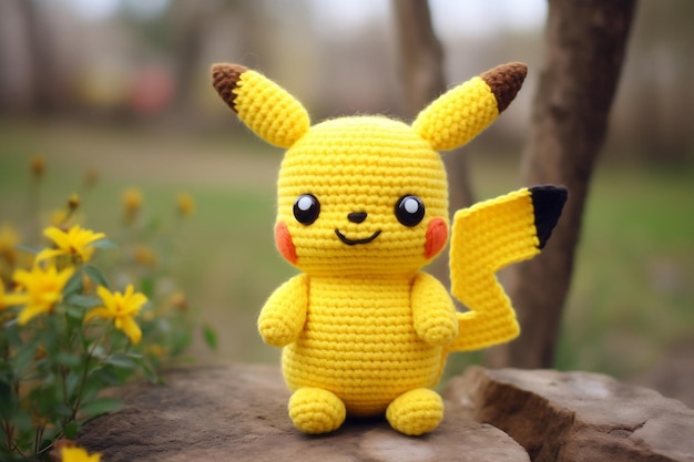 Yellow Crochet Materials for Crafting an Amigurumi Generative Ai