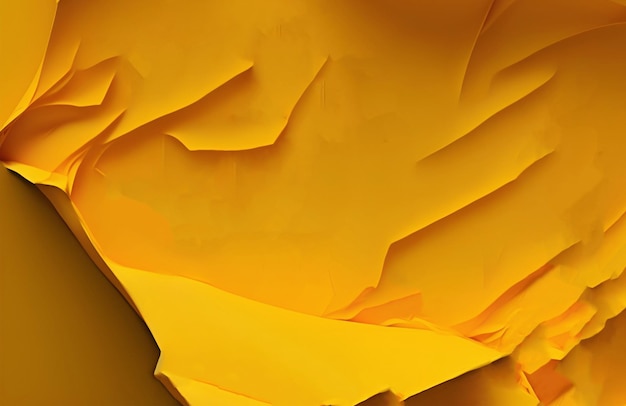 Yellow crumpled paper closeup abstract background