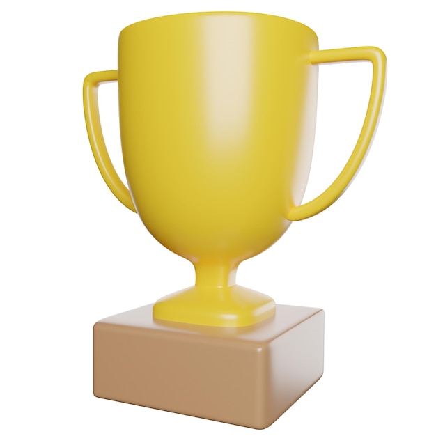 a yellow cup is on a pedestal with a white background