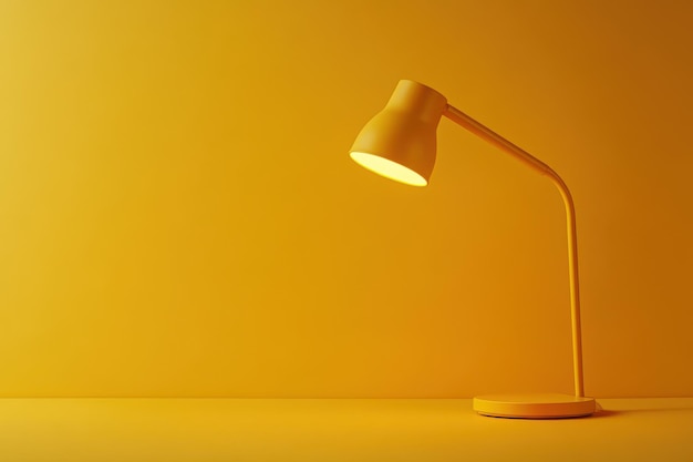 Photo yellow desk lamp casting a warm glow against a matching yellow background