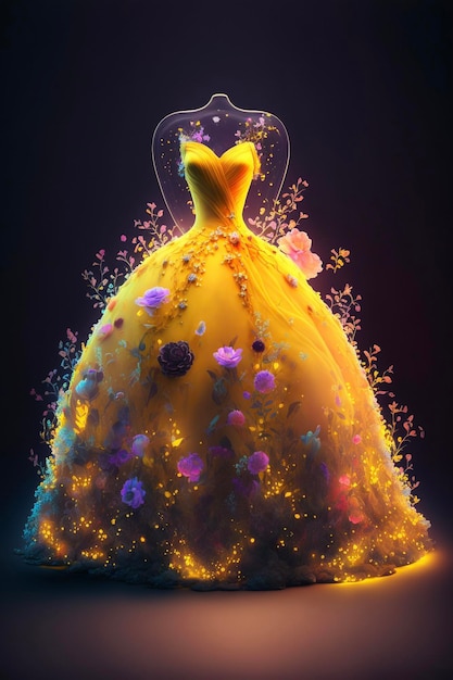 Yellow dress sitting on top of a table generative ai