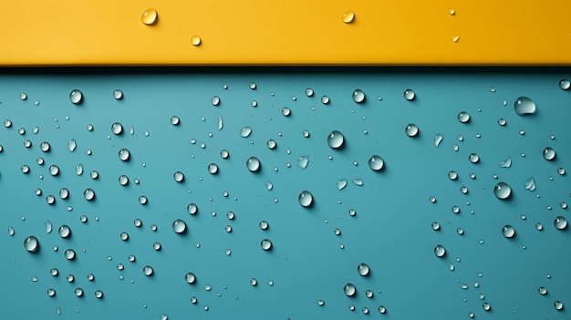 Yellow Drops of Liquid Paint on Blue Background Abstract Texture Pattern Background Wallpaper C