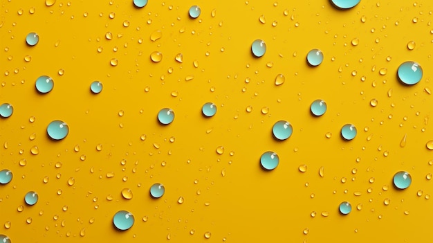 Yellow Drops of Liquid Paint on Blue Background Abstract Texture Pattern Background Wallpaper C