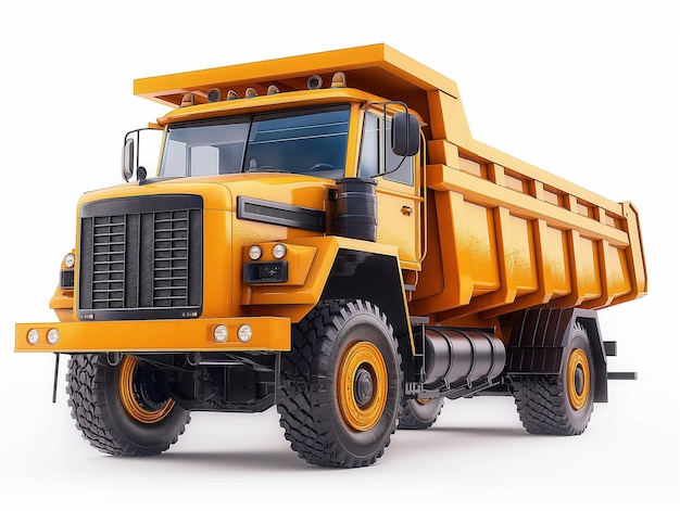 Yellow dump truck isolated on a white background