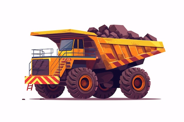 a yellow dump truck with rocks in it