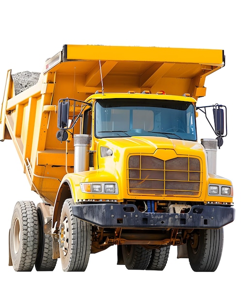 a yellow dump truck with the word dump on the front