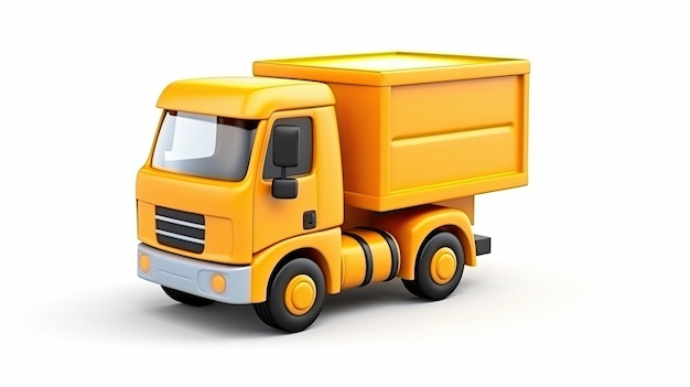 A yellow dump truck with a yellow dumpster on the side.