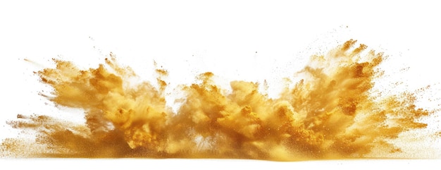 Yellow Dust Explosion on White Background