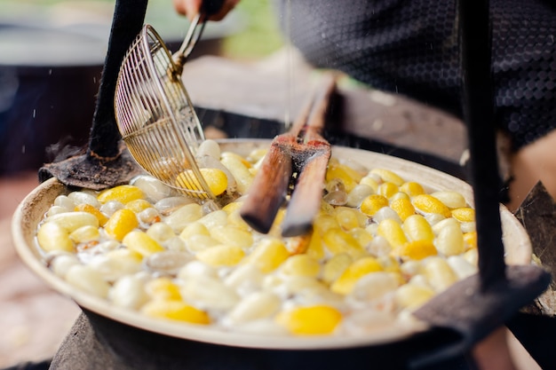 Yellow egg in boil water