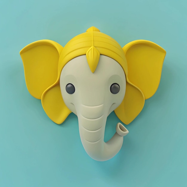 a yellow elephant head with a yellow headband on it