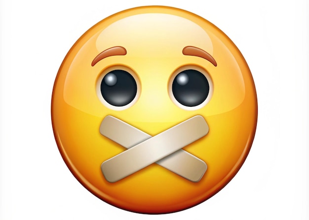 Photo yellow emoji face with symbols over the mouth often used to censor or bleep words