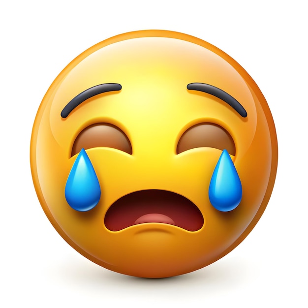 a yellow emoticon with a crying face and crying eyes