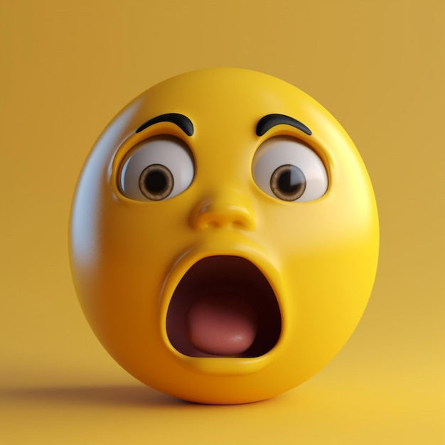 A yellow emoticon with a large mouth and large eyes.