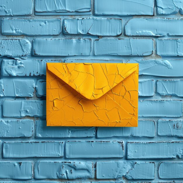 Photo a yellow envelope with a letter that says  envelope  on a brick wall