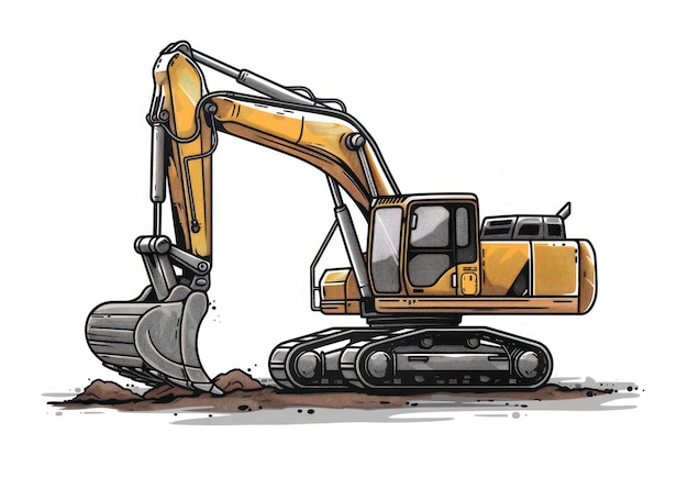 Yellow Excavator Illustration