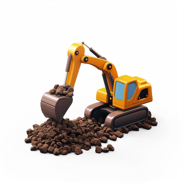 Photo a yellow excavator is laying on the ground with coffee beans