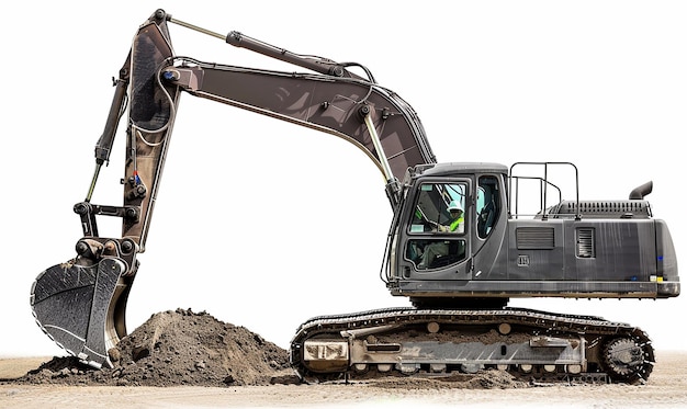 a yellow excavator machine on work