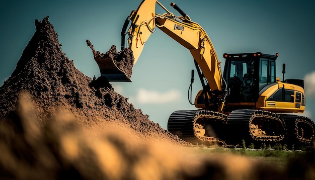 A yellow excavator with the number 99 on it is digging dirt.