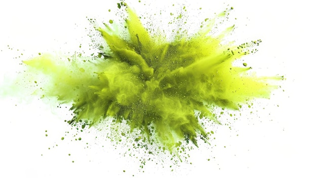 A yellow explosion of powdery green dust