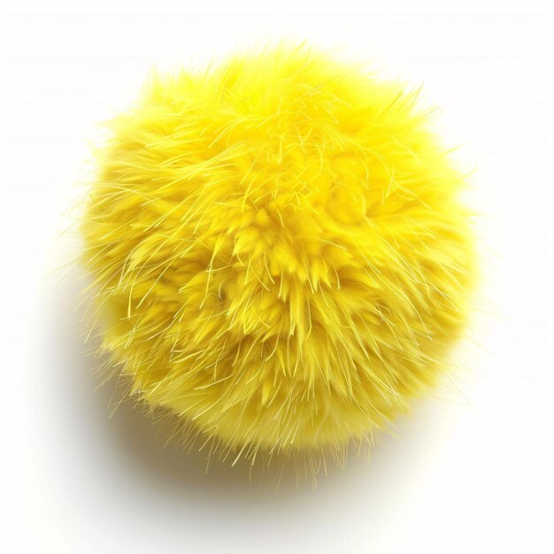 Photo a yellow feathered object with a white background