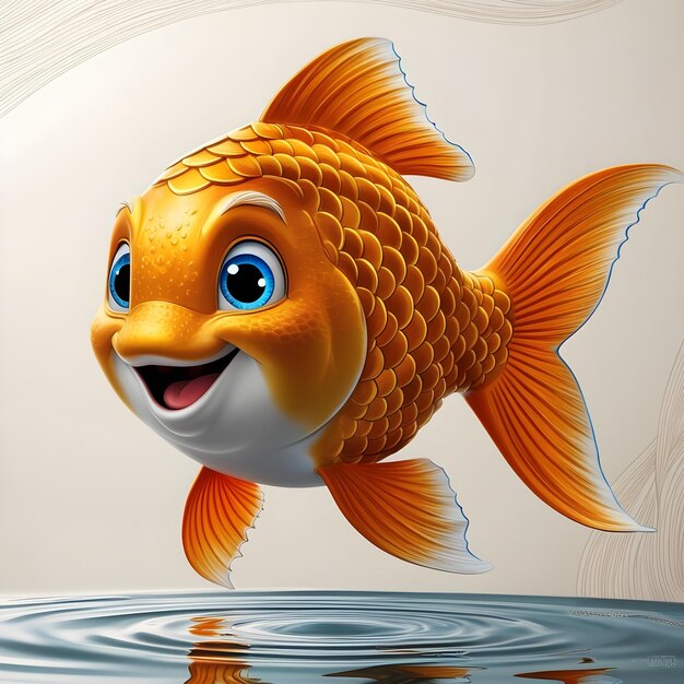 a yellow fish with a big smile on its face is in the water