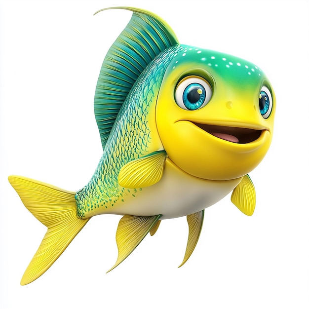 Photo a yellow fish with a blue eyes and a green head