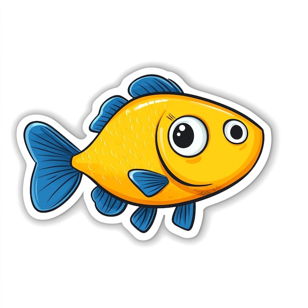 Photo a yellow fish with eyes and eyes is shown on a white background