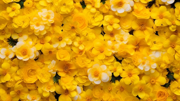 Yellow floral background closeup of beautiful yellow floral background top view