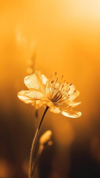 A yellow flower in a field of grass