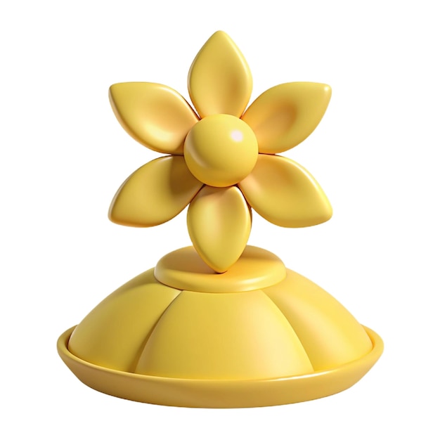 a yellow flower vase with a flower on it