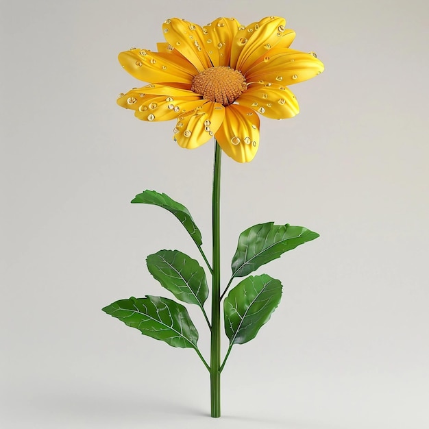 A yellow flower with droplets of water on it