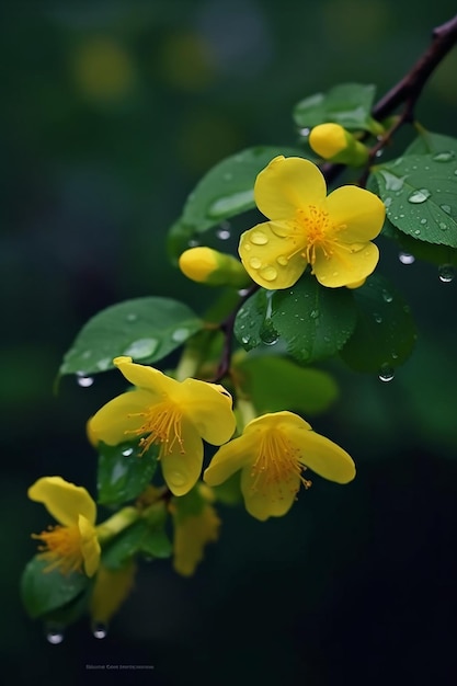 A yellow flower with water drops on it