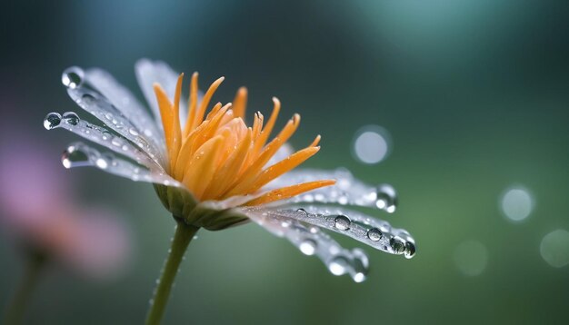 Photo a yellow flower with water drops on it