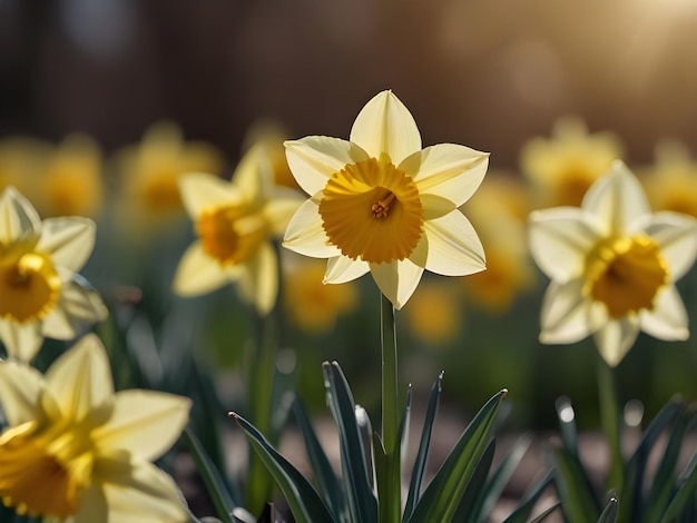 Photo a yellow flower with the word quot spring quot on it