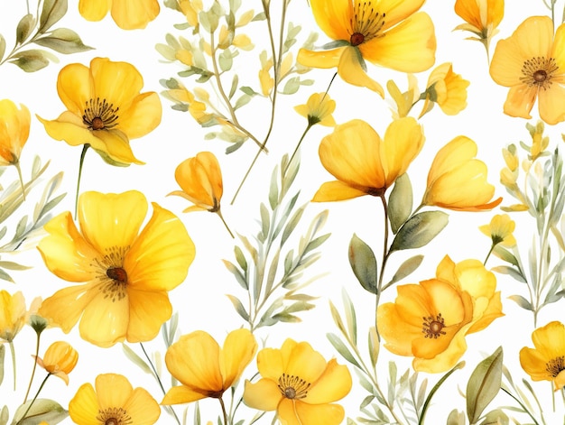 Yellow flowers pattern tiles