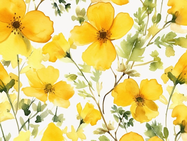 Yellow flowers pattern tiles