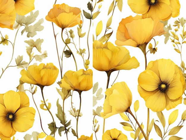 Yellow flowers pattern tiles