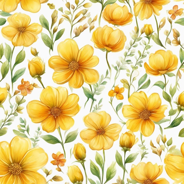 A yellow flowers seamless floral pattern