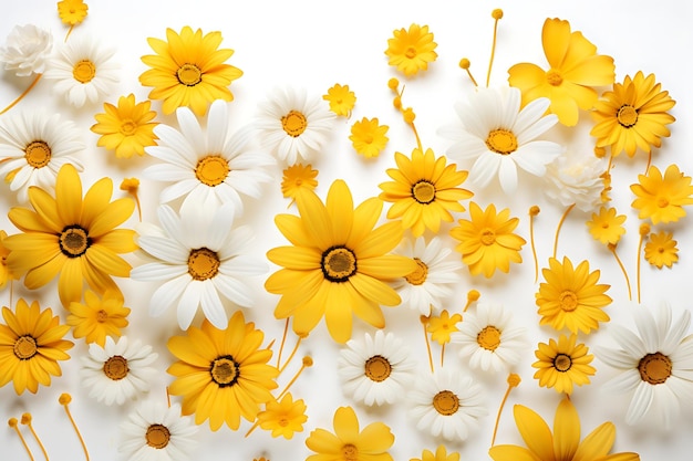 Yellow flowers on a white background