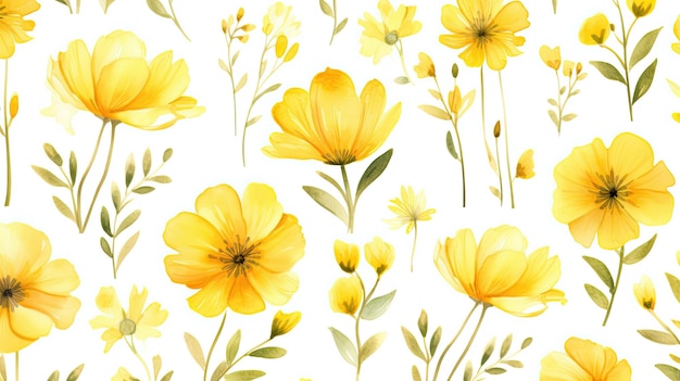 Yellow flowers on a white background.