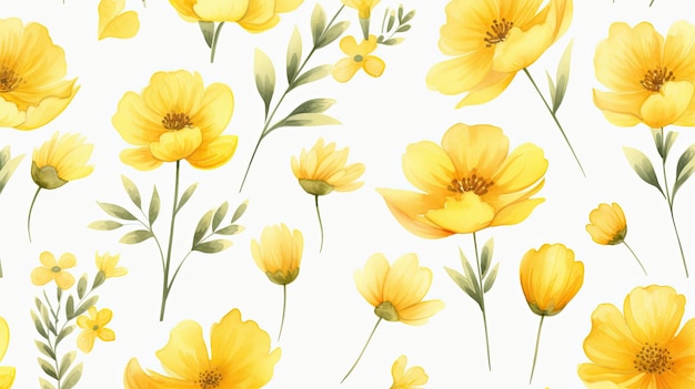 Yellow flowers on a white background.