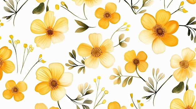 Yellow flowers on a white background.