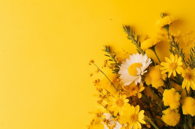 Yellow flowers on a yellow background