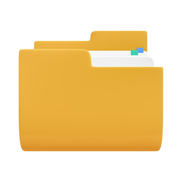 Yellow Folder Icon with Clipping Path 3d rendering