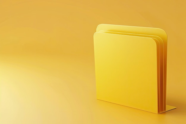 Photo yellow folder with files on yellow background 3d rendering