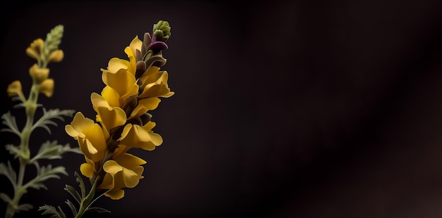 yellow foxglove flower in black background