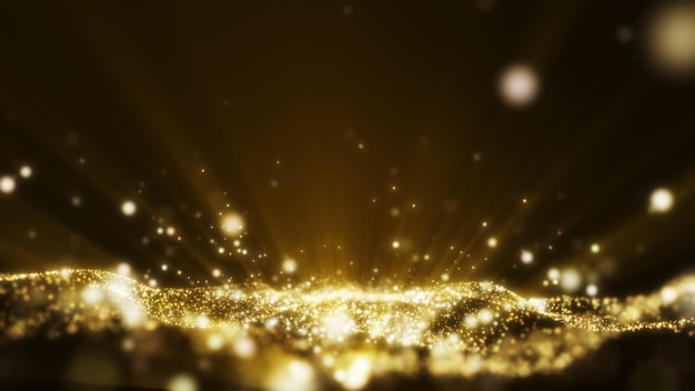 Yellow gold light ray shine glow particle abstract background